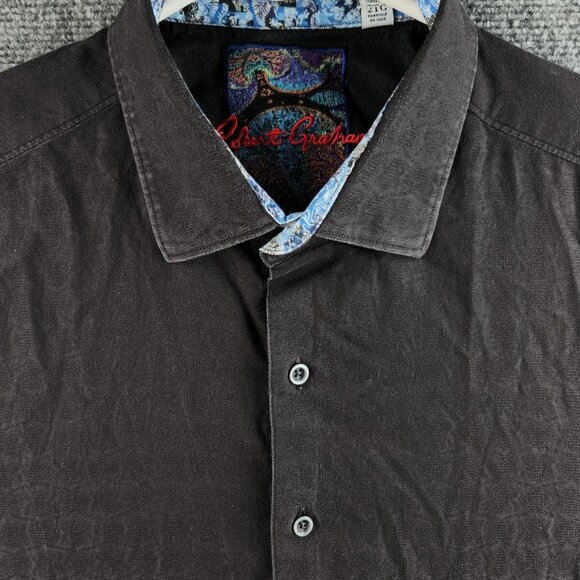 Robert Graham Black 2XL Classic Fit Long Sleeve Button Up Shirt Geometric Snake - Picture 1 of 16